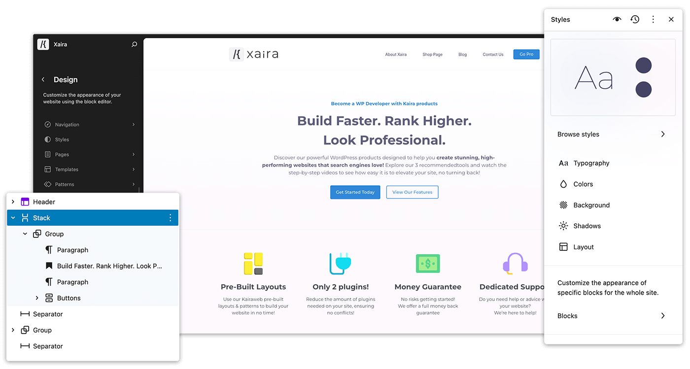 Xaira WordPress theme - Build Faster. Rank Higher.
Look Professional.